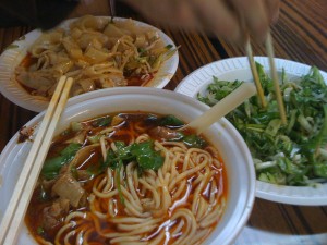 liangpi, tiger salad, and beef noodle soup